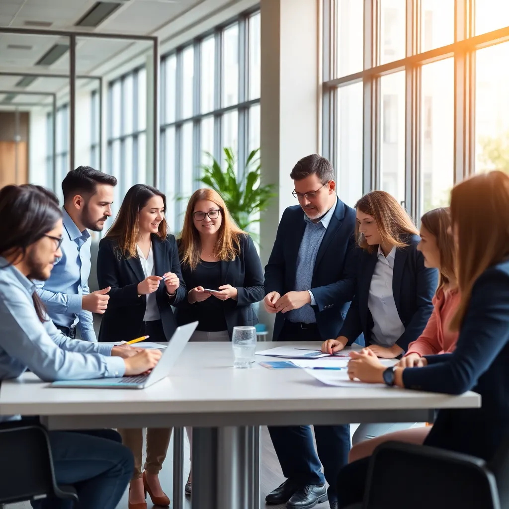 Professionals werken samen aan data-analyse in een modern Nederlands kantoor