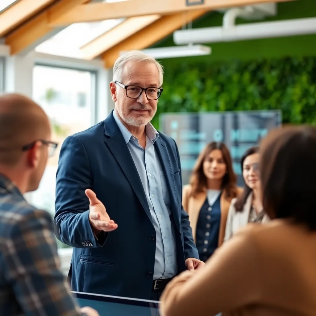 Nederlandse manager in gesprek met team tijdens coaching sessie