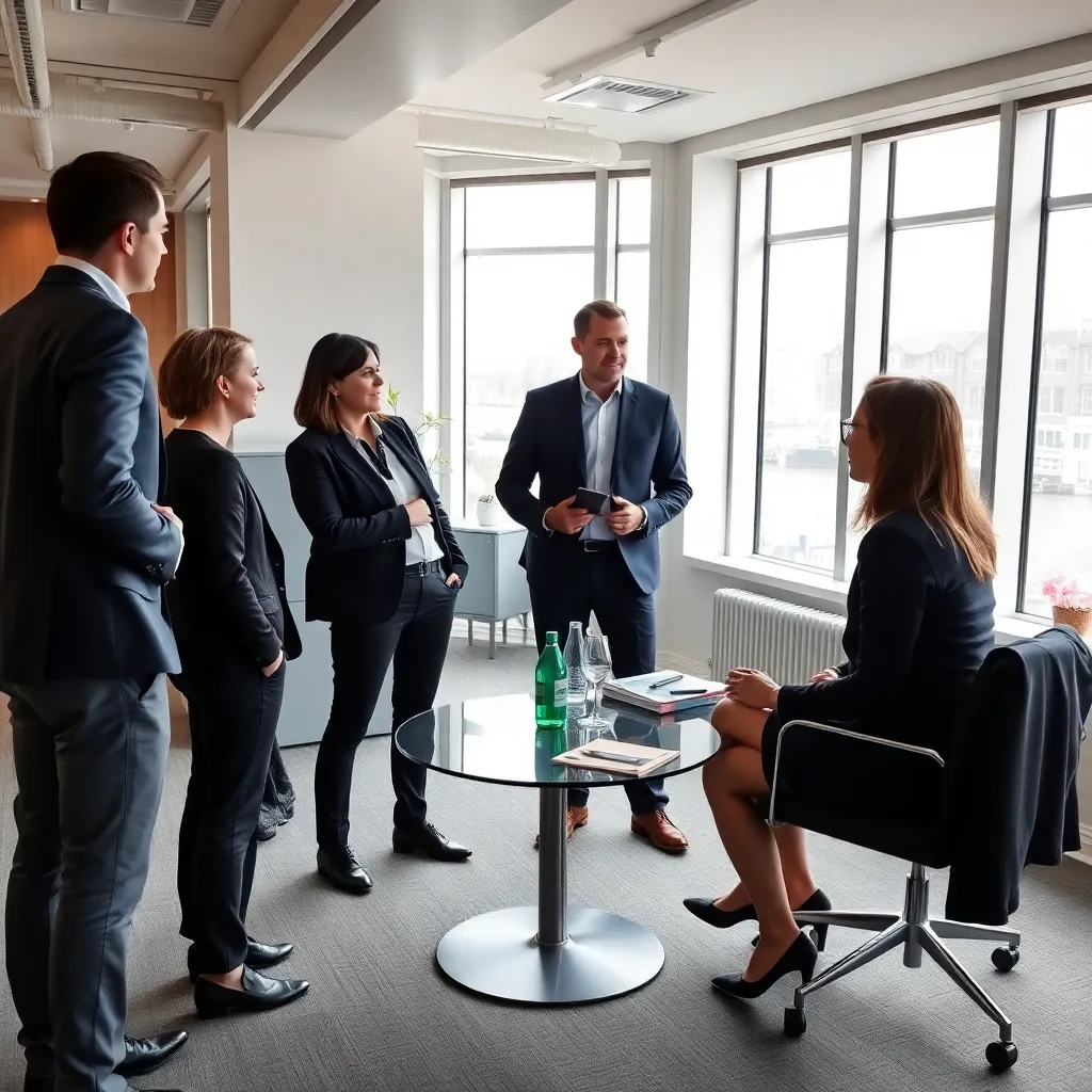 Diverse groep Nederlandse professionals in een moderne werkomgeving die samenwerken aan competentieontwikkeling