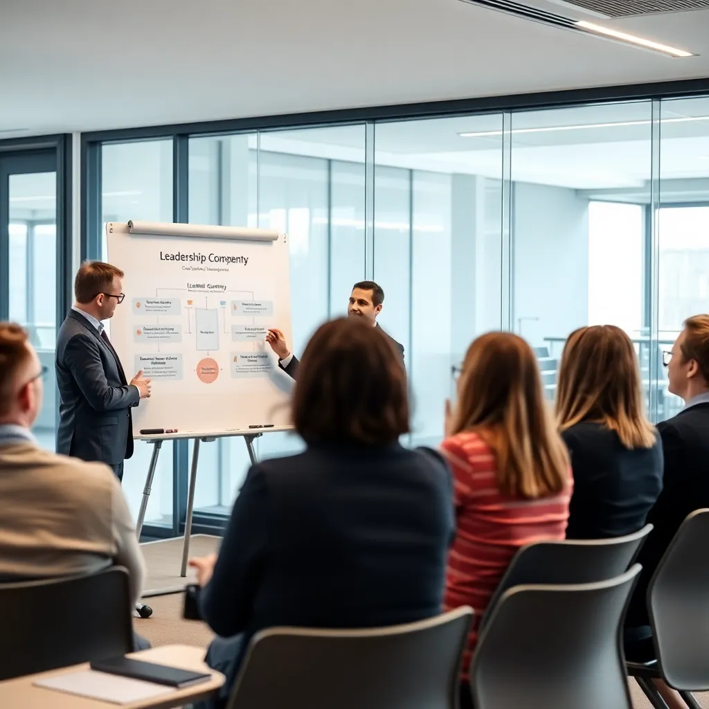 Moderne leiderschapsontwikkelingssessie bij een Nederlands bedrijf
